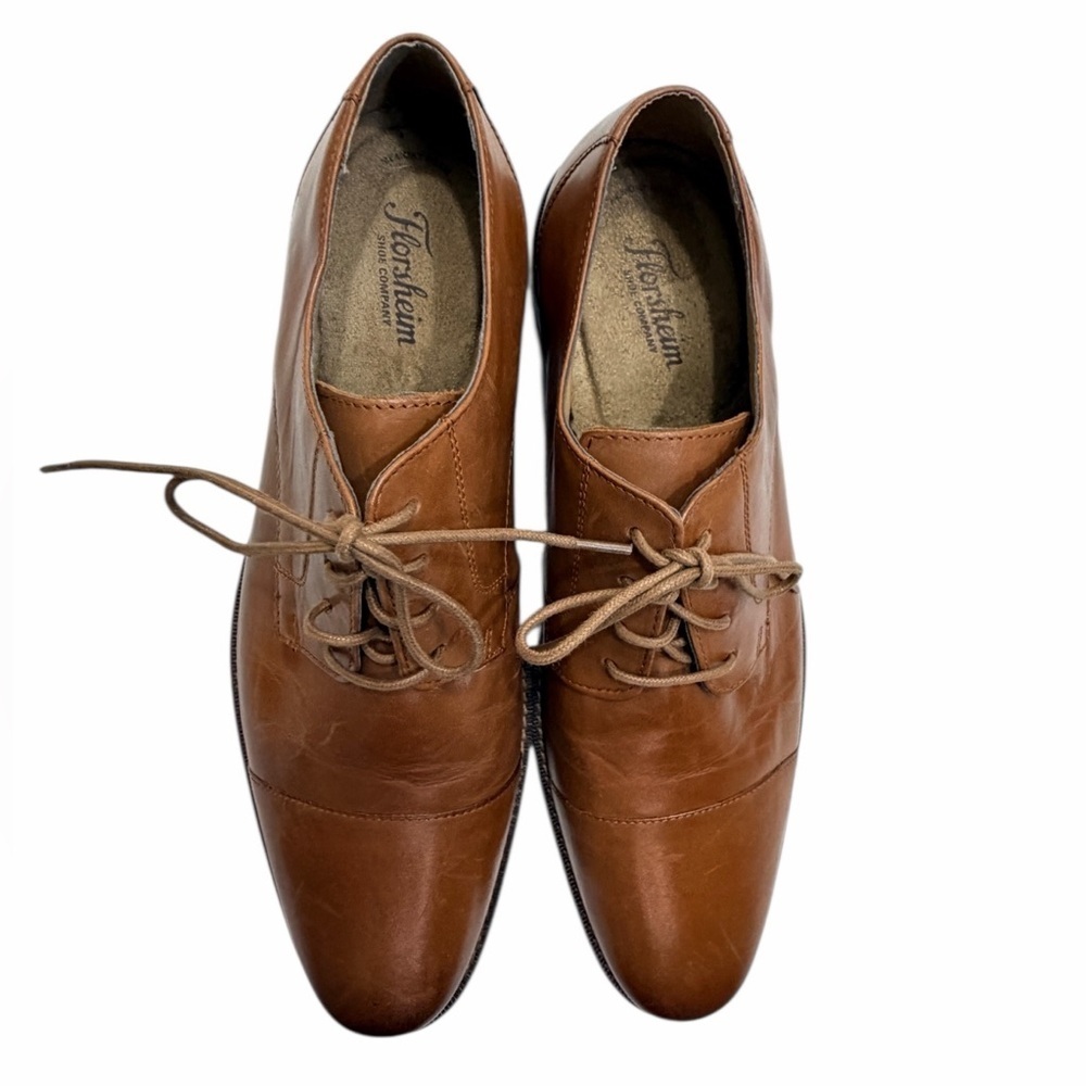 Florsheim Leather Cap Toe Oxford Dress Shoes Men Size 12 D Cognac Business shoe - Picture 5 of 12